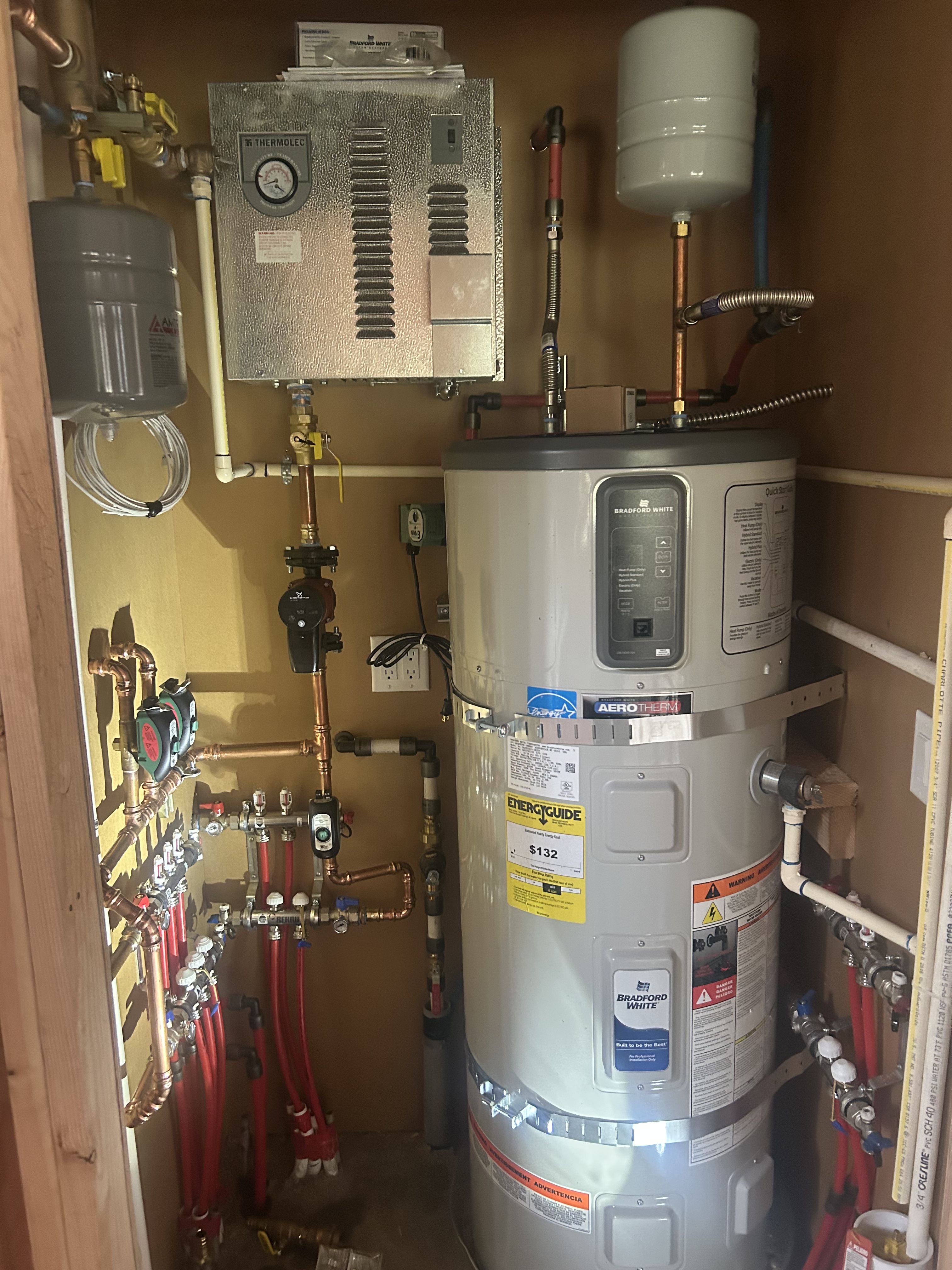 Bradford White Heat Pump Water Heater & Radiant PEX Manifolds (Full View)